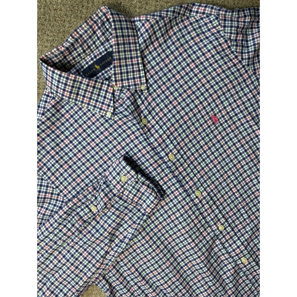 Polo Ralph Lauren Mens‎ Large Button Up Long Sleeve Shirt Plaid Check Pattern